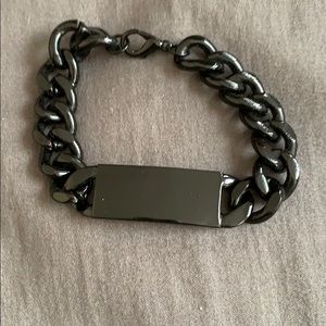 Black Chain Metal Plate Bracelet